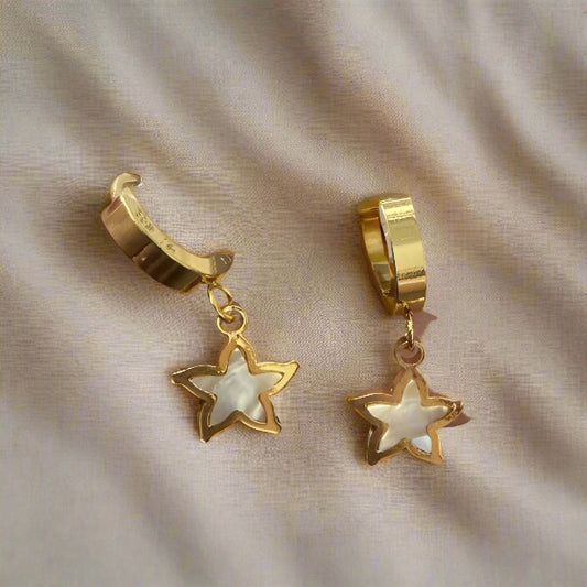 Golden Star Shaped Stainless Steel Earrings