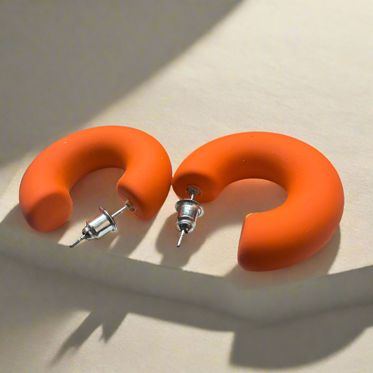Orange Half Hoop Earrings
