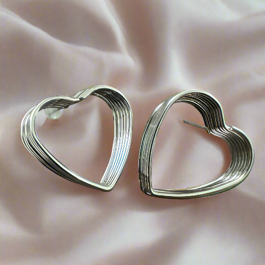 Sliver Multilayer Heart-Shaped Earrings