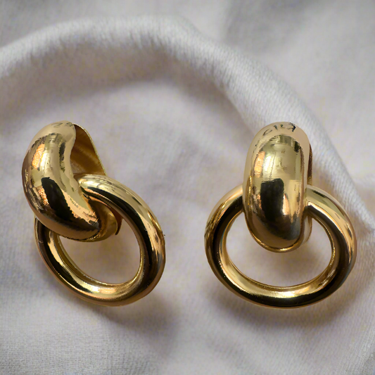 Golden Ring Shaped Drop Earrings