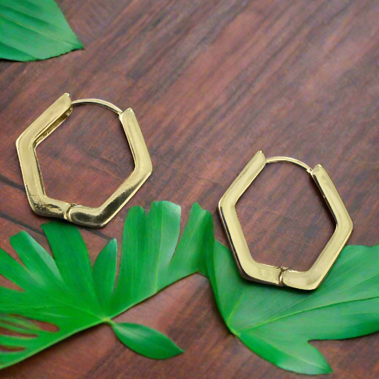 Golden Minimalist Hexagon Bali Earrings