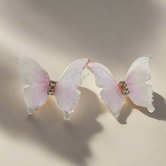 Pink Butterfly Studs