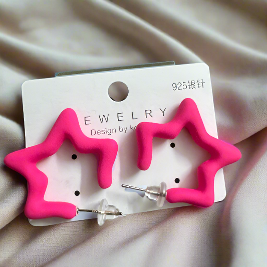 Pink Star Hoop Earrings