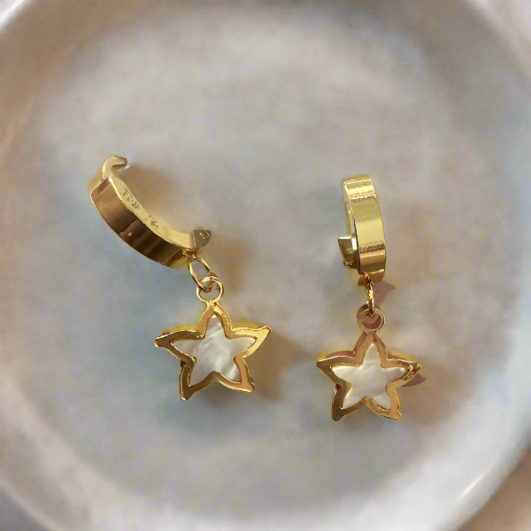 Golden Star Shaped Stainless Steel Earrings