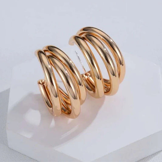 Golden Triple Layer Hoop Earrings