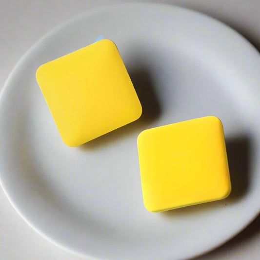 Yellow Square Studs