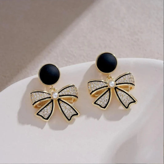 Black Bow Party Wear Earrings