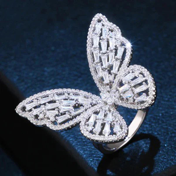 Sliver Plated Butterfly Cocktail Ring
