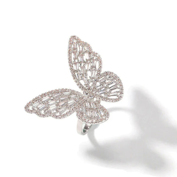 Sliver Plated Butterfly Cocktail Ring