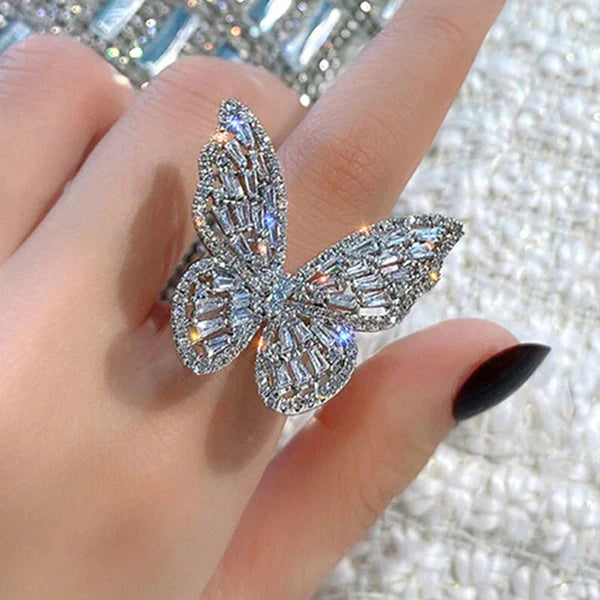 Sliver Plated Butterfly Cocktail Ring