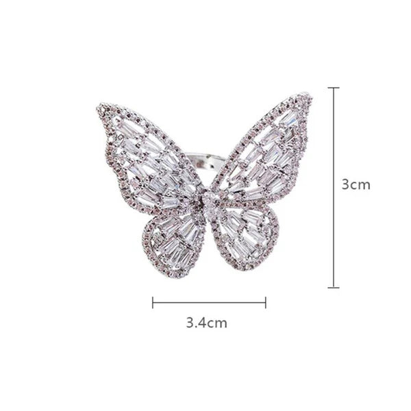 Sliver Plated Butterfly Cocktail Ring