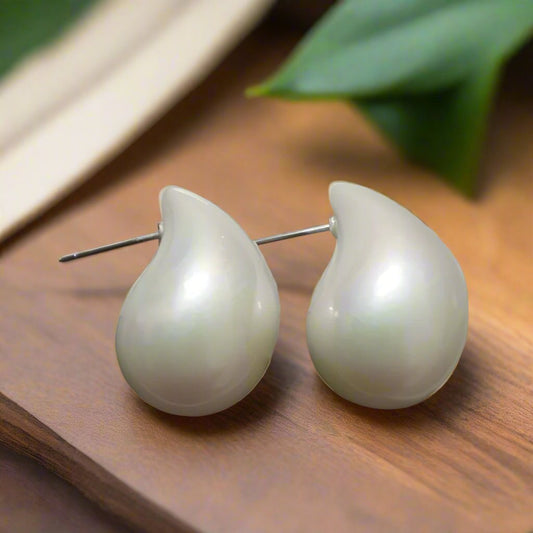 White Teadrop Earrings