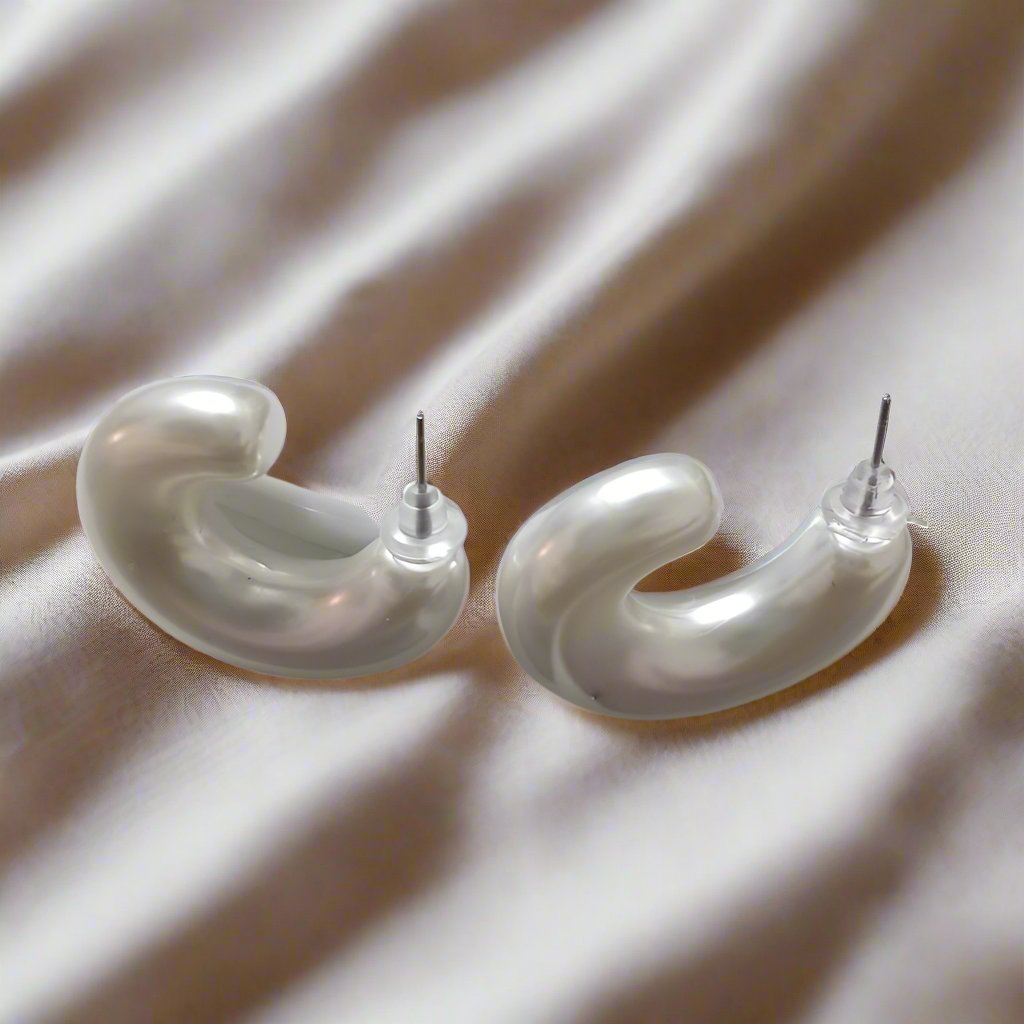 White Hoop Earrings