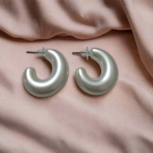 White Hoop Earrings