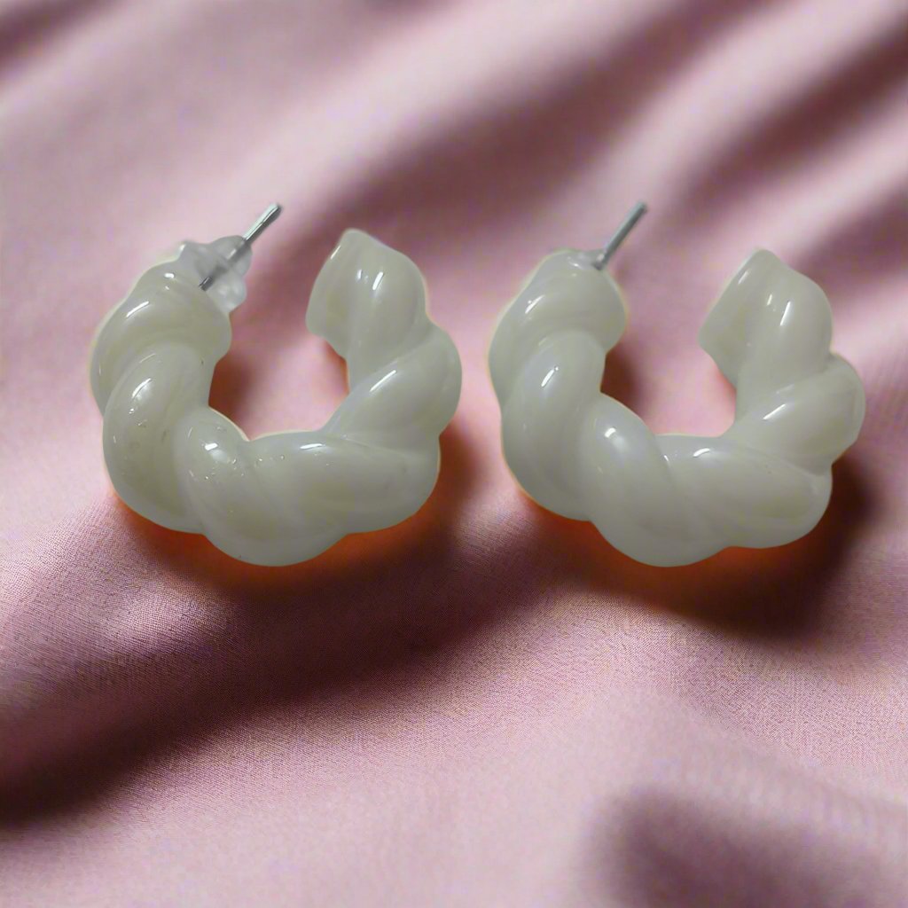 Cream Hoop Earrings