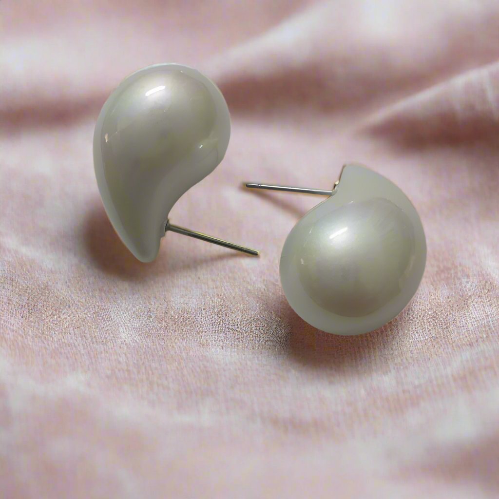 White Teadrop Earrings