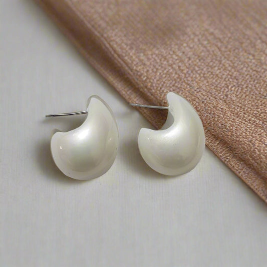 White Small Teadrop Earrings