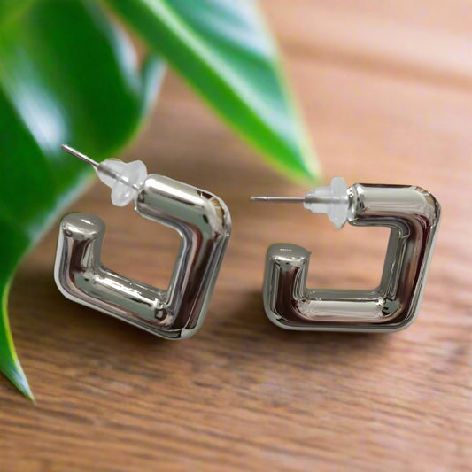 Sliver Square Hoop Earrings