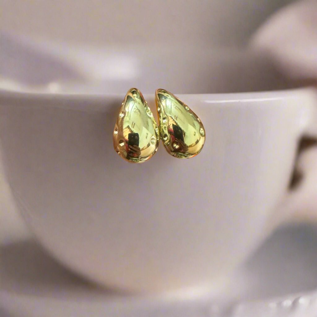 Golden Dotted Teadrop Earrings