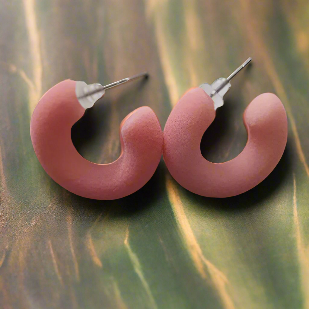 Peach Velvet Hoop Earrings