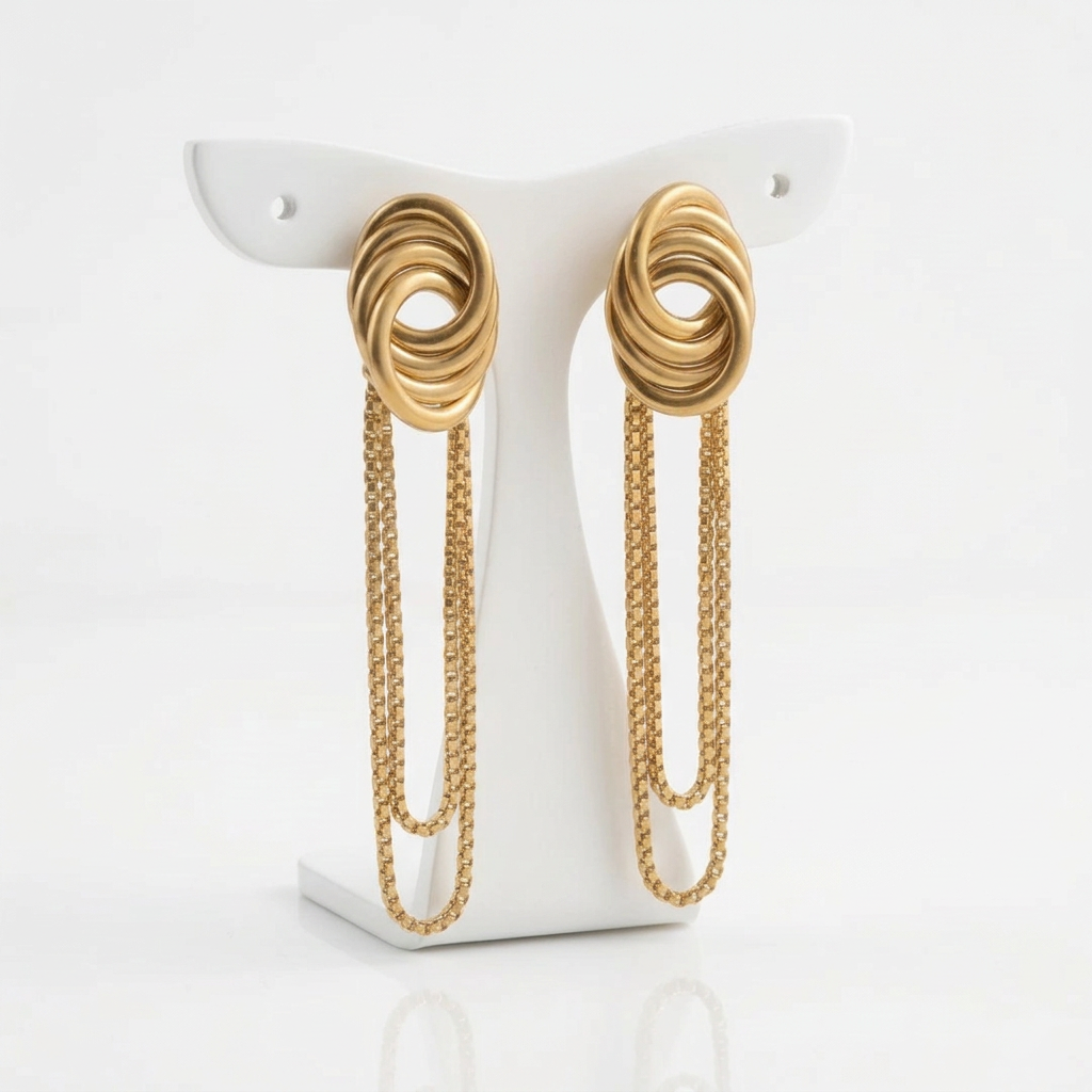 Whirl Drop Chain Earrings