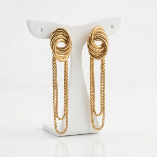 Whirl Drop Chain Earrings