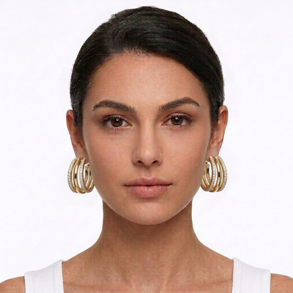 Layer Stud Hoop Earrings