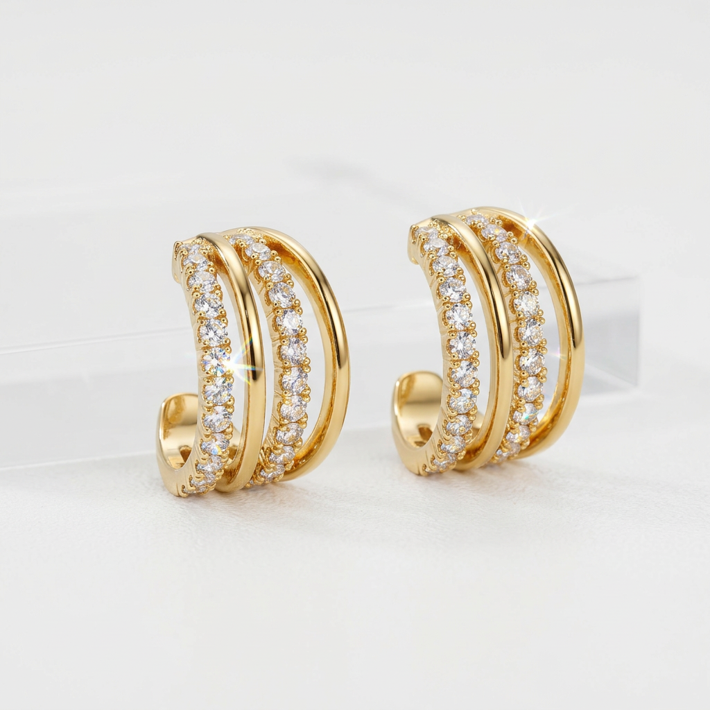 Layer Stud Hoop Earrings