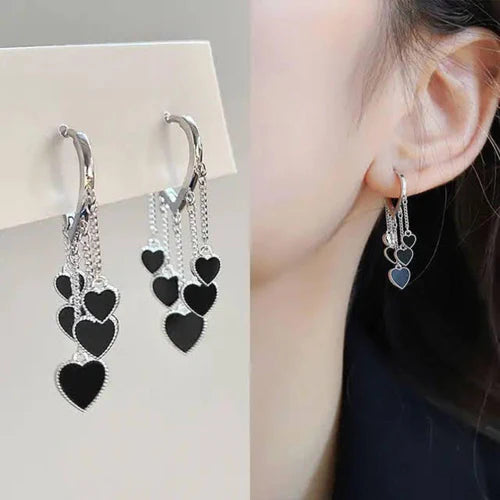 Black Heart Party Night Earrings