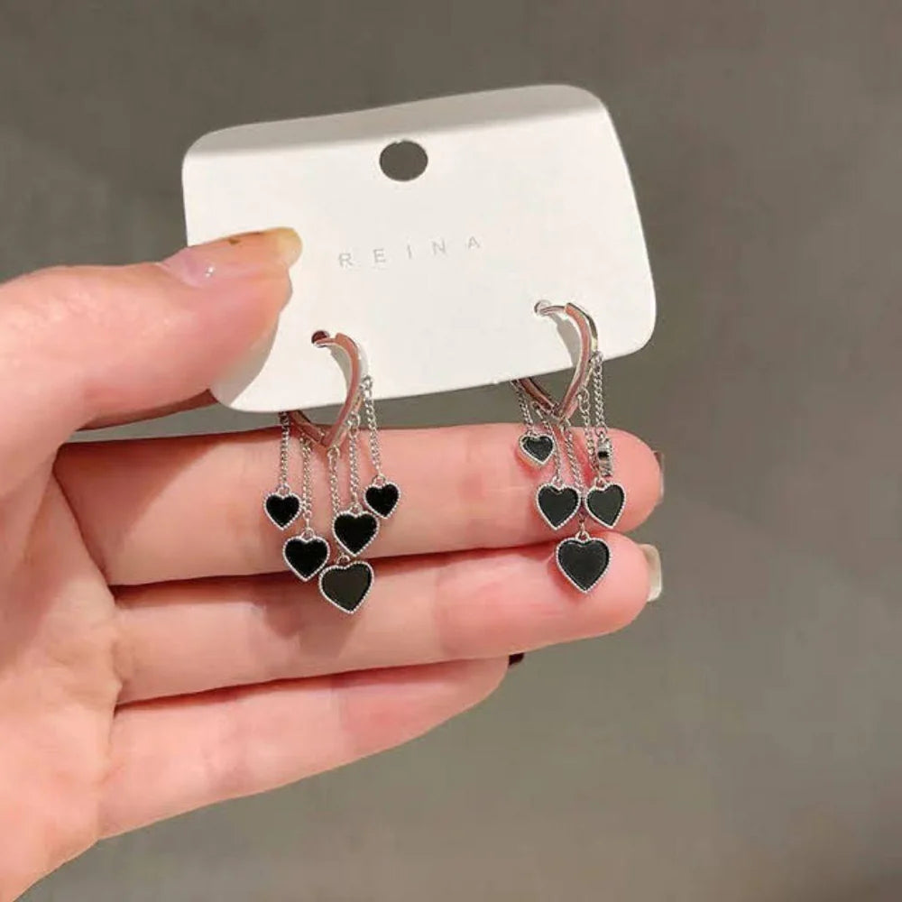 Black Heart Party Night Earrings