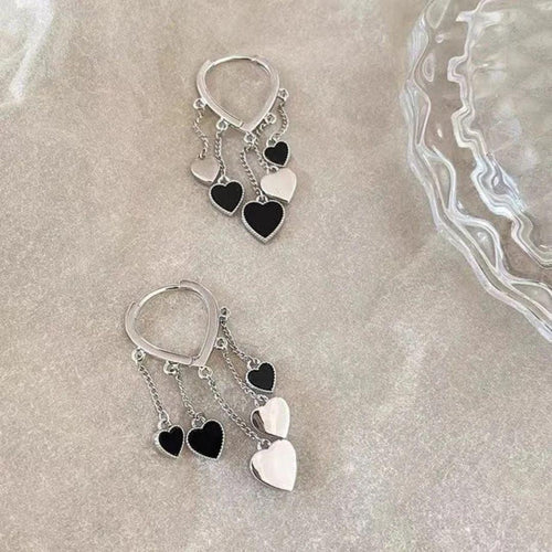 Black Heart Party Night Earrings