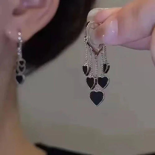 Black Heart Party Night Earrings